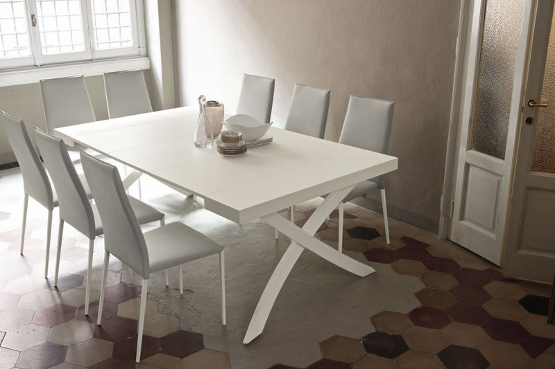 tavolo consolle allungabile piano in legno bianco