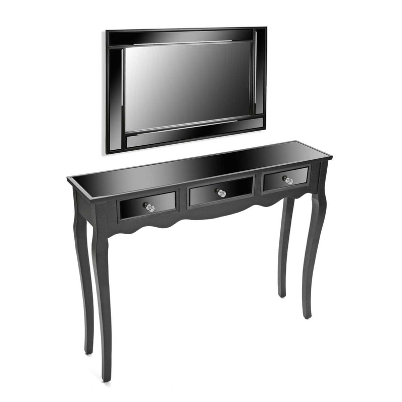 Consolle moderna da ingresso con specchi e cassetti colore nero cm 106x25x80h