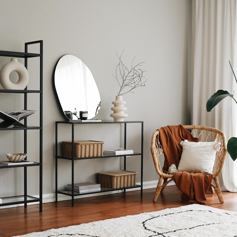 Consolle elegante con ripiani in vetro e metallo design per ingresso cm 100x30x85h