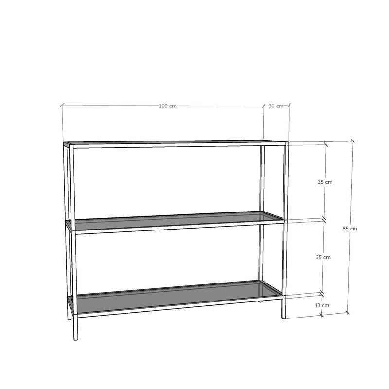 Consolle elegante con ripiani in vetro e metallo design per ingresso cm 100x30x85h