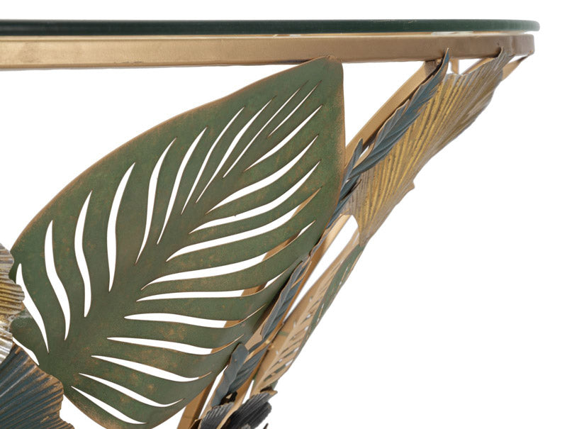 Consolle da ingresso sospesa semicircolare in metallo e piano in vetro cm 120x40x37h