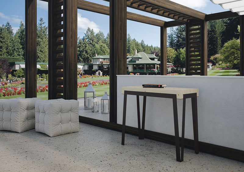 Dalia - Consolle moderna allungabile da esterno in legno abete natura cm 90x40/300x77h