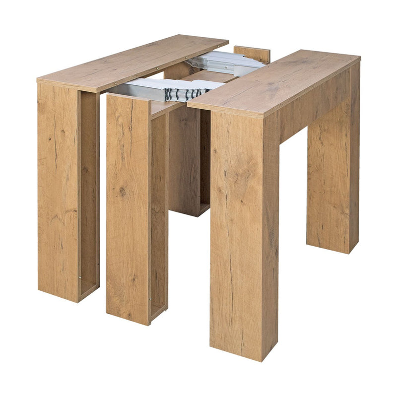 Tavolo consolle allungabile Extra quercia natura con porta allunghe cm 49/307