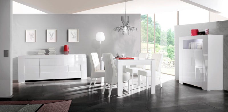 Losanna - Credenza living 2 ante con vano a giorno bianco lucido cm 119x40x140h