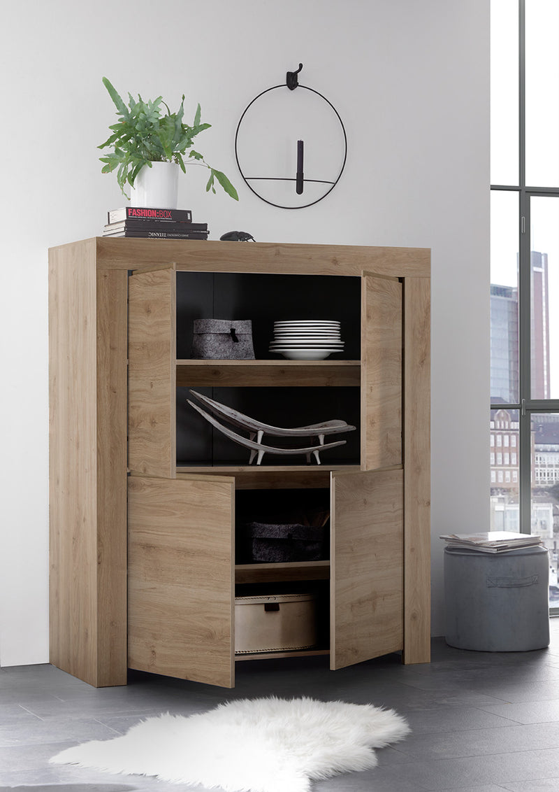 credenza alta 4 ante in legno rovere cadiz