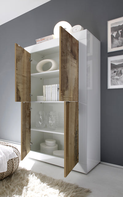Bennet - Credenza alta moderna in legno per soggiorno cm 102x43x162h - vari colori