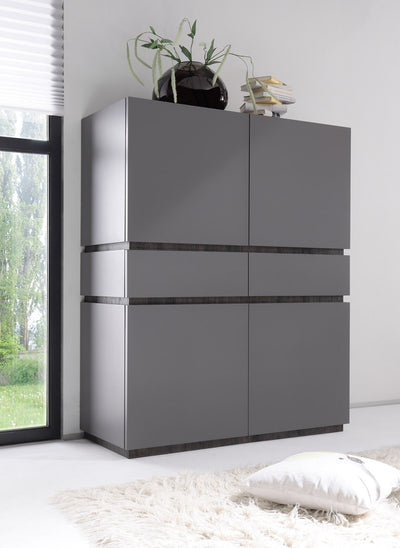 Amanda - Credenza con ante e cassetti moderna in legno grigio cm 123x51x155h - vari colori