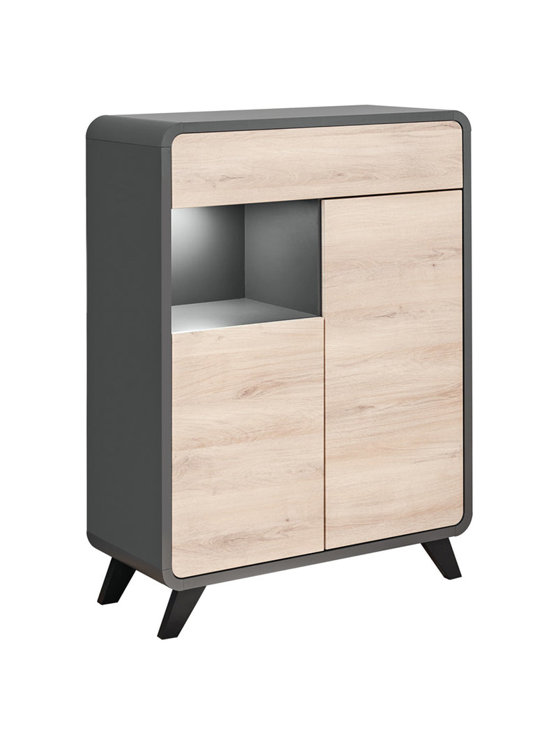 credenza bassa con anta e vani interni luci a led