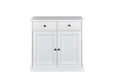 Camilla - Credenza due ante stile classico in legno massello colore bianco cm 90x45x86h