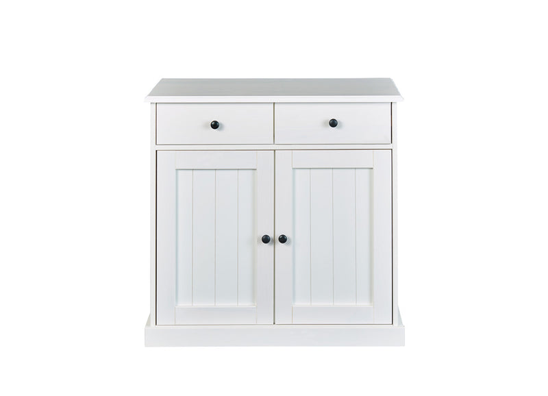 Camilla - Credenza due ante stile classico in legno massello colore bianco cm 90x45x86h