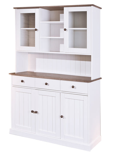 Eloida - Mobile credenza con vetrina classica in legno massello cm 131x45x181h
