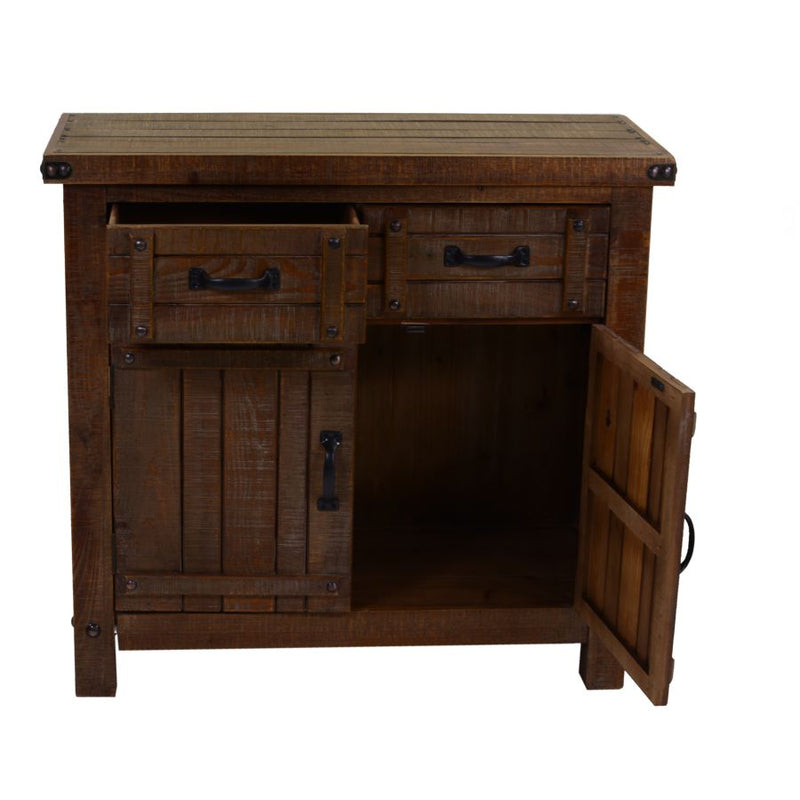 Credenza due ante e cassetti in legno scuro stile country cm 85x36x80h