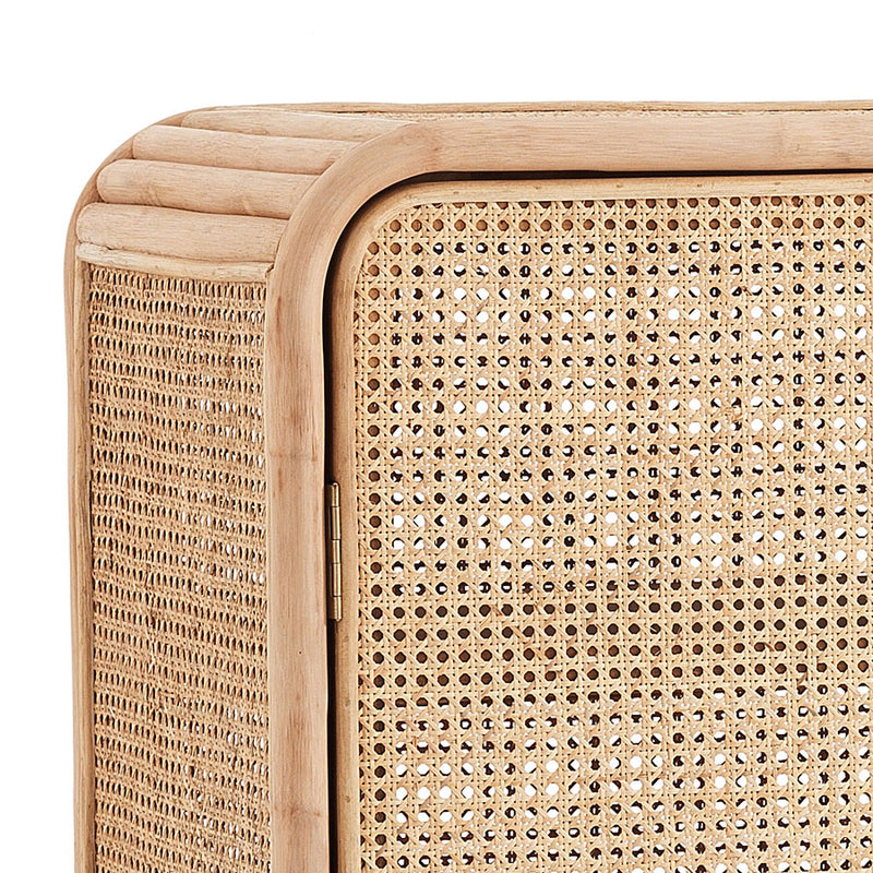Credenza da soggiorno in rattan 2 ante 4 ripiani cm 120x45x132h
