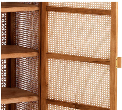 Credenza da soggiorno in rattan 2 ante 4 ripiani cm 120x45x132h