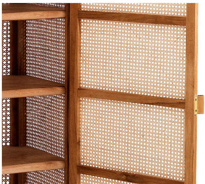 Credenza da soggiorno in rattan 2 ante 4 ripiani cm 120x45x132h