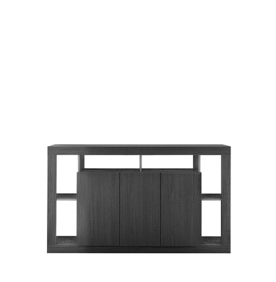 Geppy - Madia living 3 ante con libreria in legno nero frassinato cm 172x42x102h