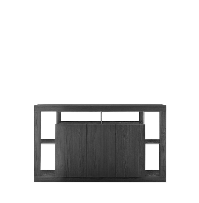 Geppy - Madia living 3 ante con libreria in legno nero frassinato cm 172x42x102h