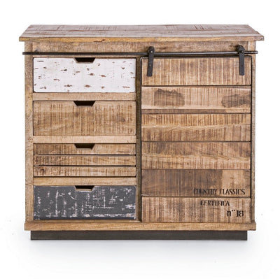 mobile soggiorno in legno di mango anta scorrevole e 4 cassetti