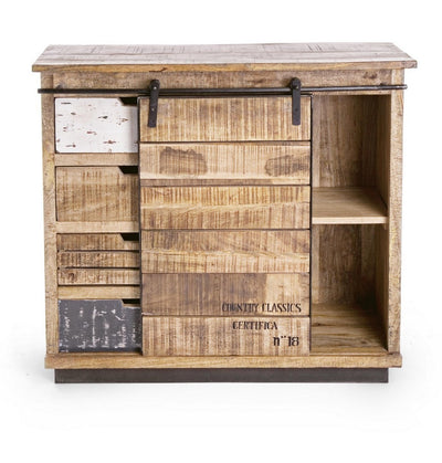 mobile soggiorno in legno di mango anta scorrevole e 4 cassetti