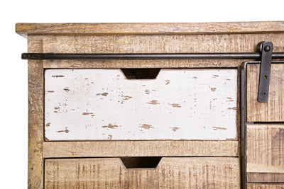 mobile soggiorno in legno di mango anta scorrevole e 4 cassetti
