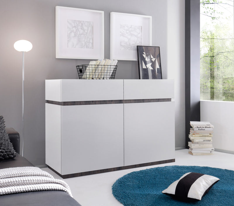 Kalenda - Mobile credenza con ante e cassetti bianco opaco cm 123x51x87h - vari colori