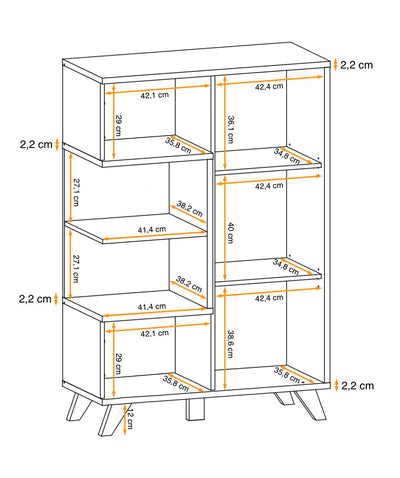 Algia - Credenza mobile soggiorno con ante e vani a giorno cm 90x40x134h