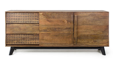 madia moderna in legno di mango naturale decorazioni dipinte a mano
