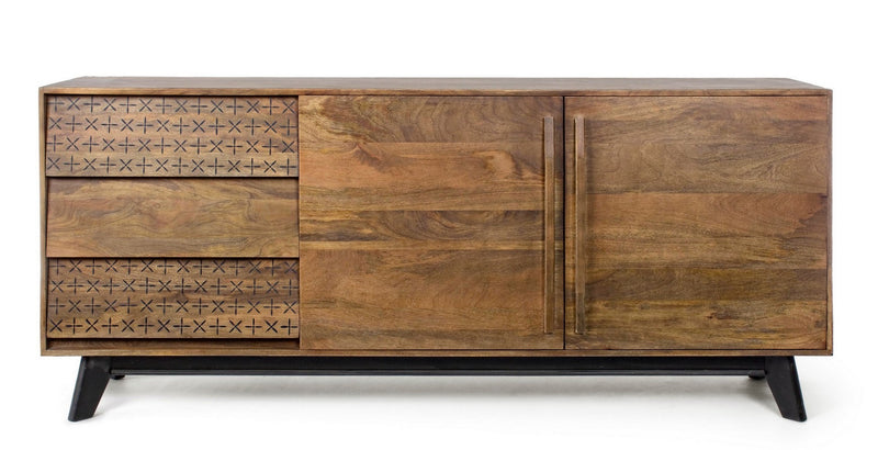 madia moderna in legno di mango naturale decorazioni dipinte a mano