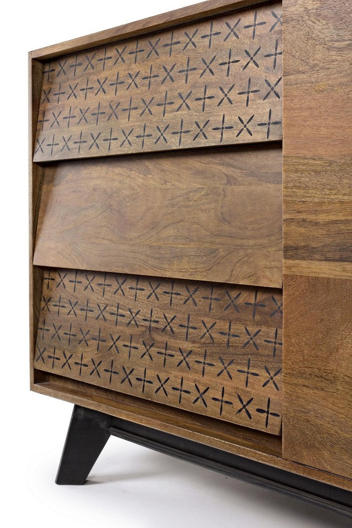 madia moderna in legno di mango naturale decorazioni dipinte a mano