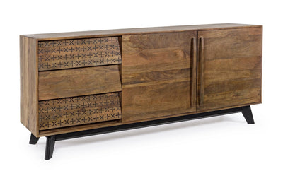 madia moderna in legno di mango naturale decorazioni dipinte a mano