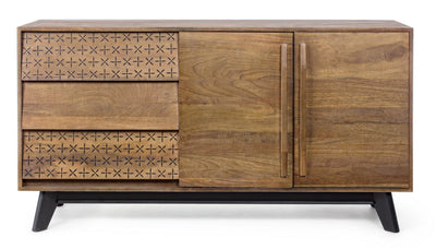 credenza moderna con ante e cassetto dipinti a mano