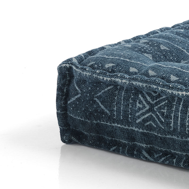 Cuscino pouf quadrato moderno in cotone fantasia colore blu cm 80x80x20h