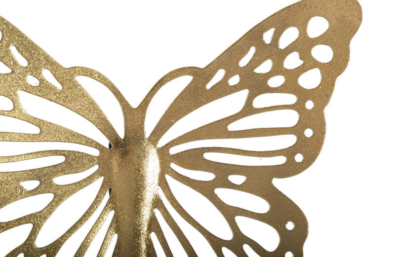 Decorazione da parete set 4 farfalle in metallo dorato anticato