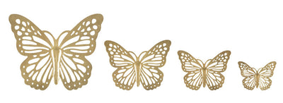 Decorazione da parete set 4 farfalle in metallo dorato anticato