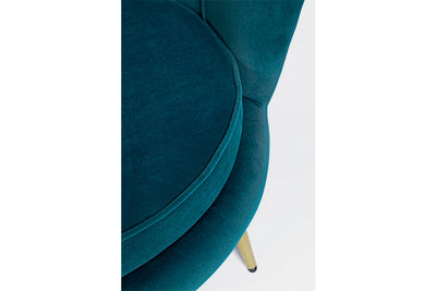 divano biposto design conchiglia in velluto colore blu