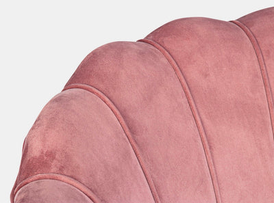 divano biposto design conchiglia in velluto colore rosa