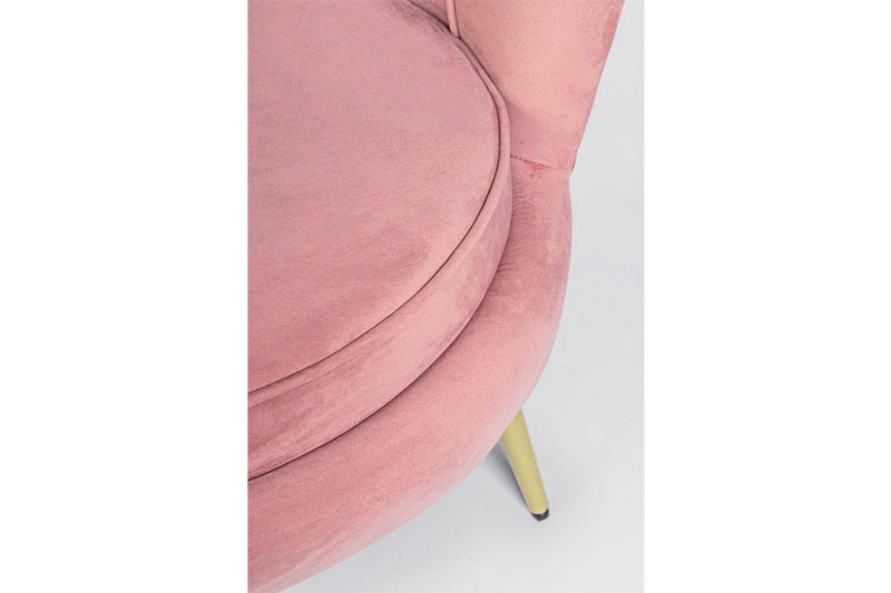 divano biposto design conchiglia in velluto colore rosa
