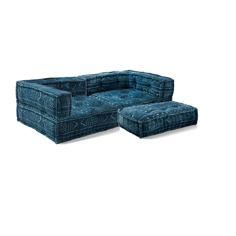 Divano due posti da terra componibile in tessuto colore blu cm 200x80x40h