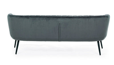 Divano 3 posti moderno design conchiglia in velluto gambe in acciaio cm 178x71x69h - vari colori