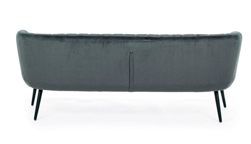 Divano 3 posti moderno design conchiglia in velluto gambe in acciaio cm 178x71x69h - vari colori