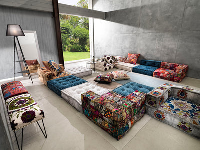 Divano componibile modulare in tessuto patchwork moderno cm 80x80x40h