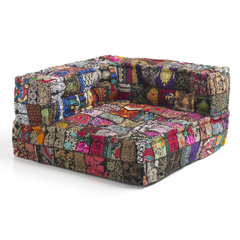 Divano componibile modulare in tessuto patchwork moderno cm 80x80x40h
