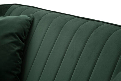 divano moderno in tessuto verde con cuciture verticali
