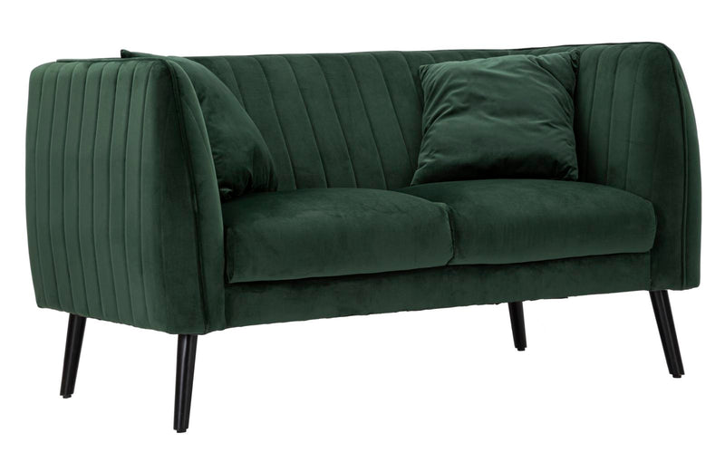 divano moderno in tessuto verde con cuciture verticali