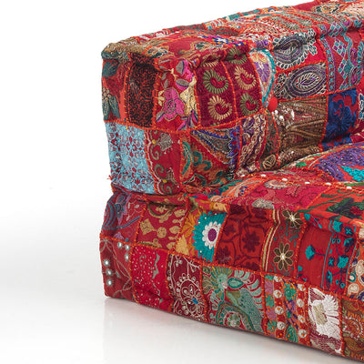 Poltrona angolare divano componibile in tessuto patchwork rosso cm 80x80x40h