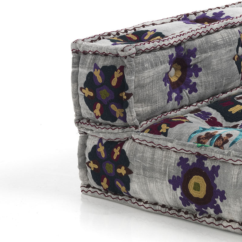 Poltrona angolare divano componibile in cotone fantasia indiana cm 80x80x40h