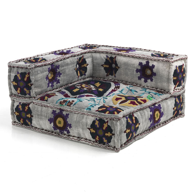 Poltrona angolare divano componibile in cotone fantasia indiana cm 80x80x40h