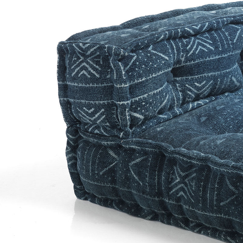 Divano da terra angolare componibile in tessuto fantasia colore blu cm 80x80x40h
