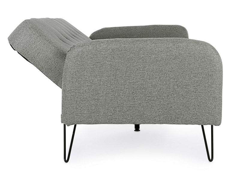 divano letto in tessuto piedi in acciaio stile moderno