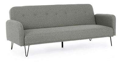 divano letto in tessuto piedi in acciaio stile moderno grigio